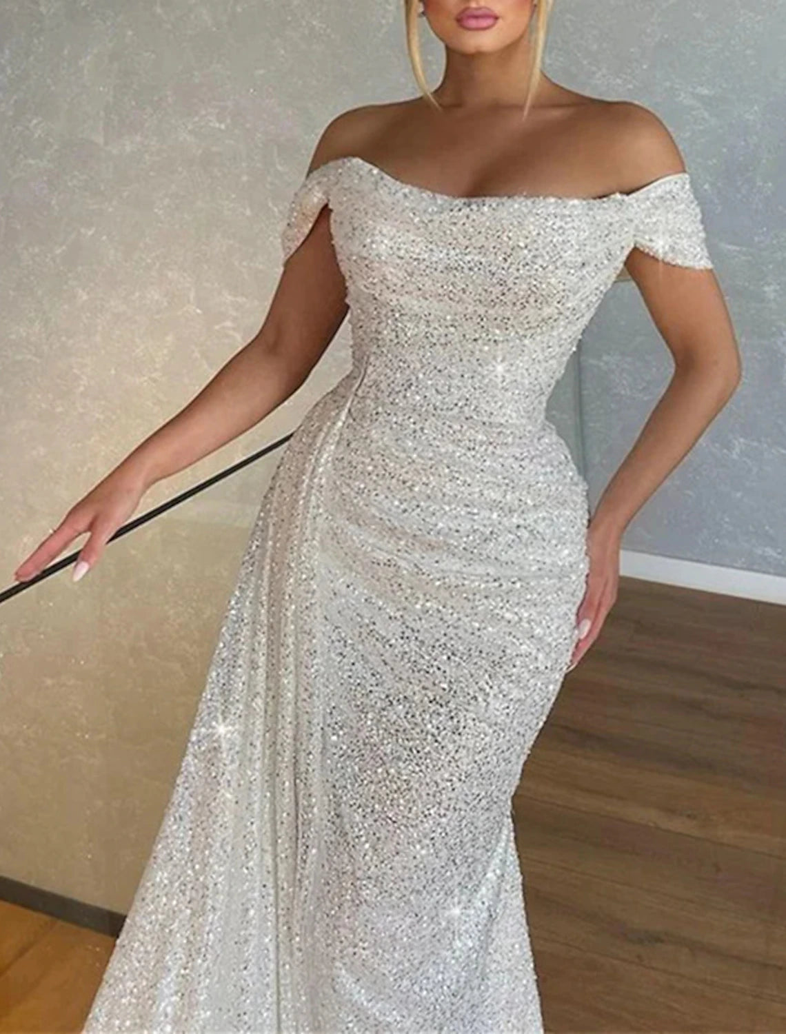 A-Line Prom Dresses Glittering Dress Formal Black Tie Floor Length Long Sleeve V Neck Fall Wedding Guest Tulle with Ruched 2025